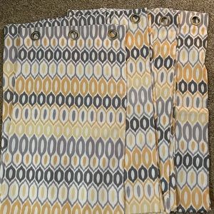 4 Yellow Patterned Curtains